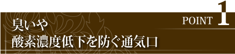 臭いや酸素濃度低下を防ぐ通気口