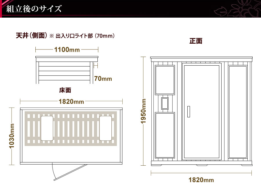 組立後の製品サイズ